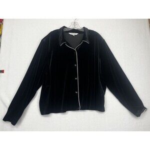 Woman’s 2X August Max Stretch Velour Button Front Shirt/Top